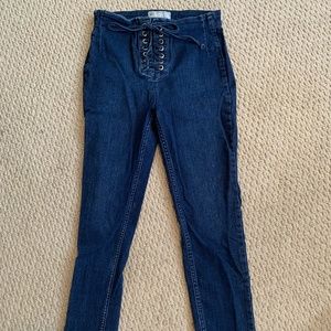 Free People Tye Up Denim Jeans